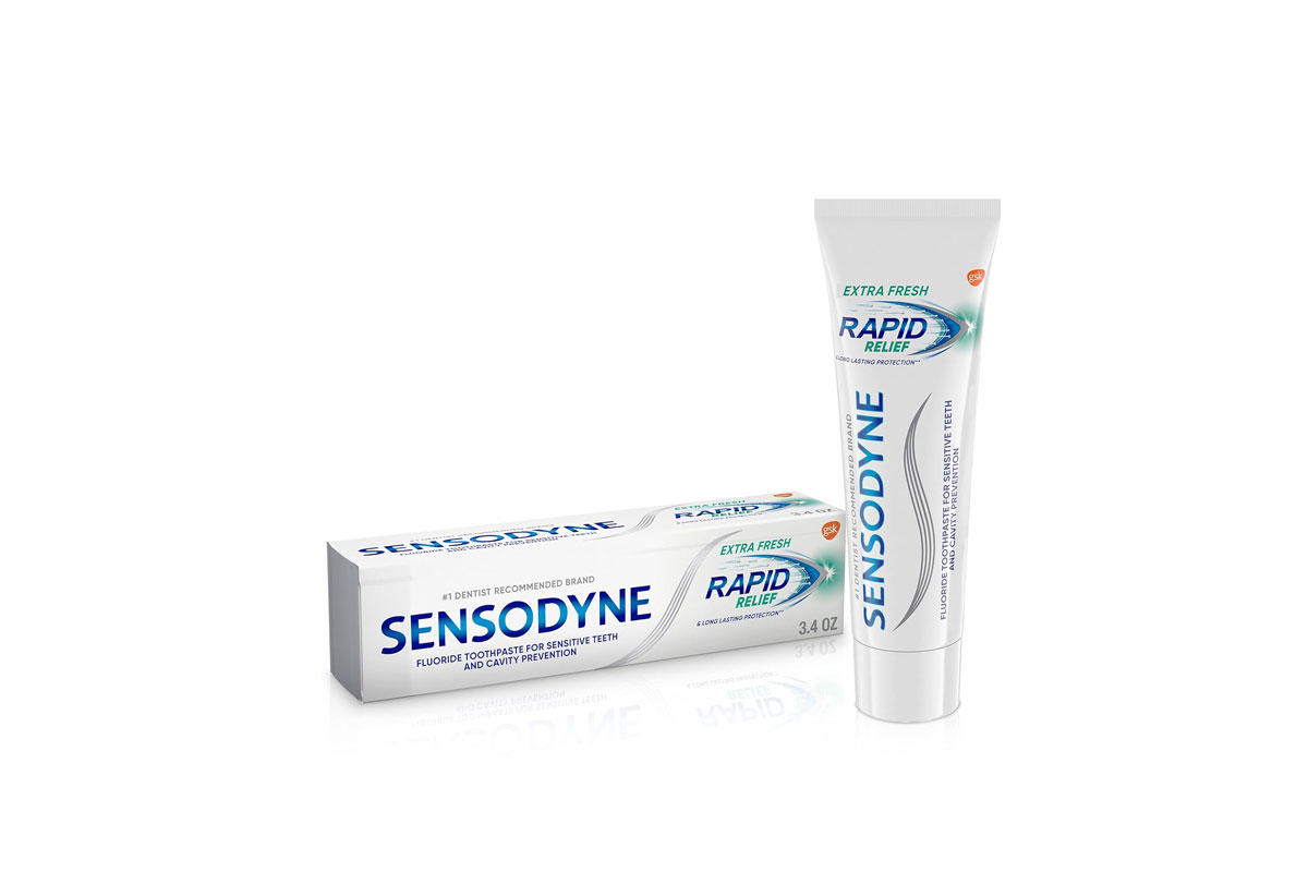 Tube of Sensodyne toothpaste