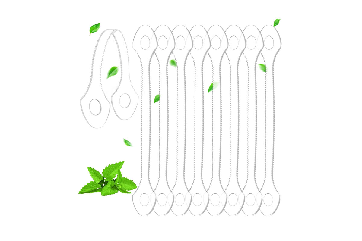 Tongue scrapers lined up in a row