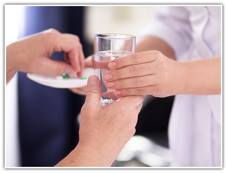 Handing someone a glass of water