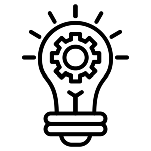 Icon of light bulb with gear