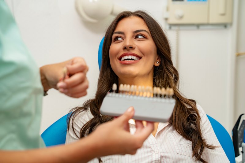 A beautiful young woman preparing to receive cosmetic dentistry