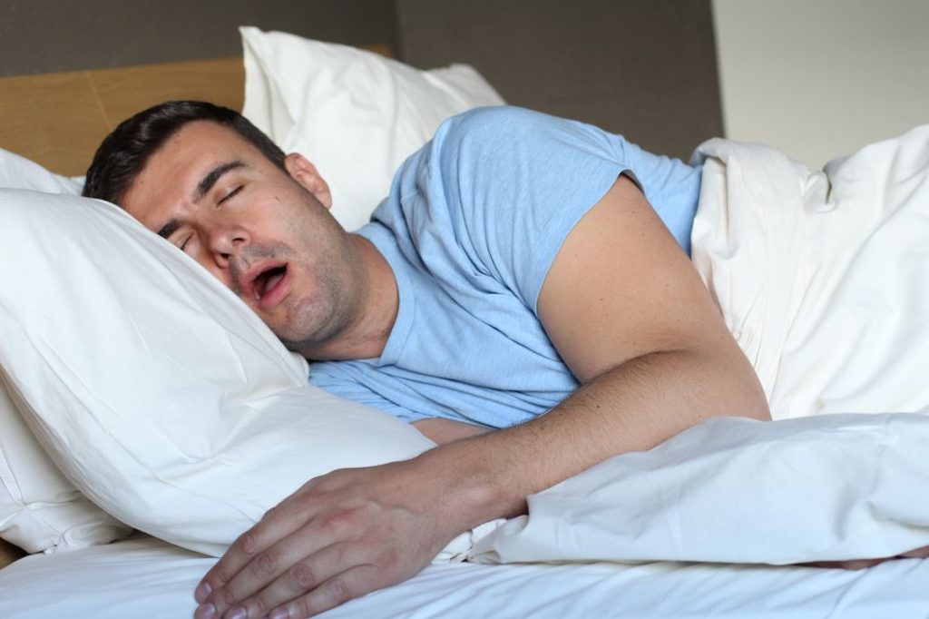 A man drooling in his sleep