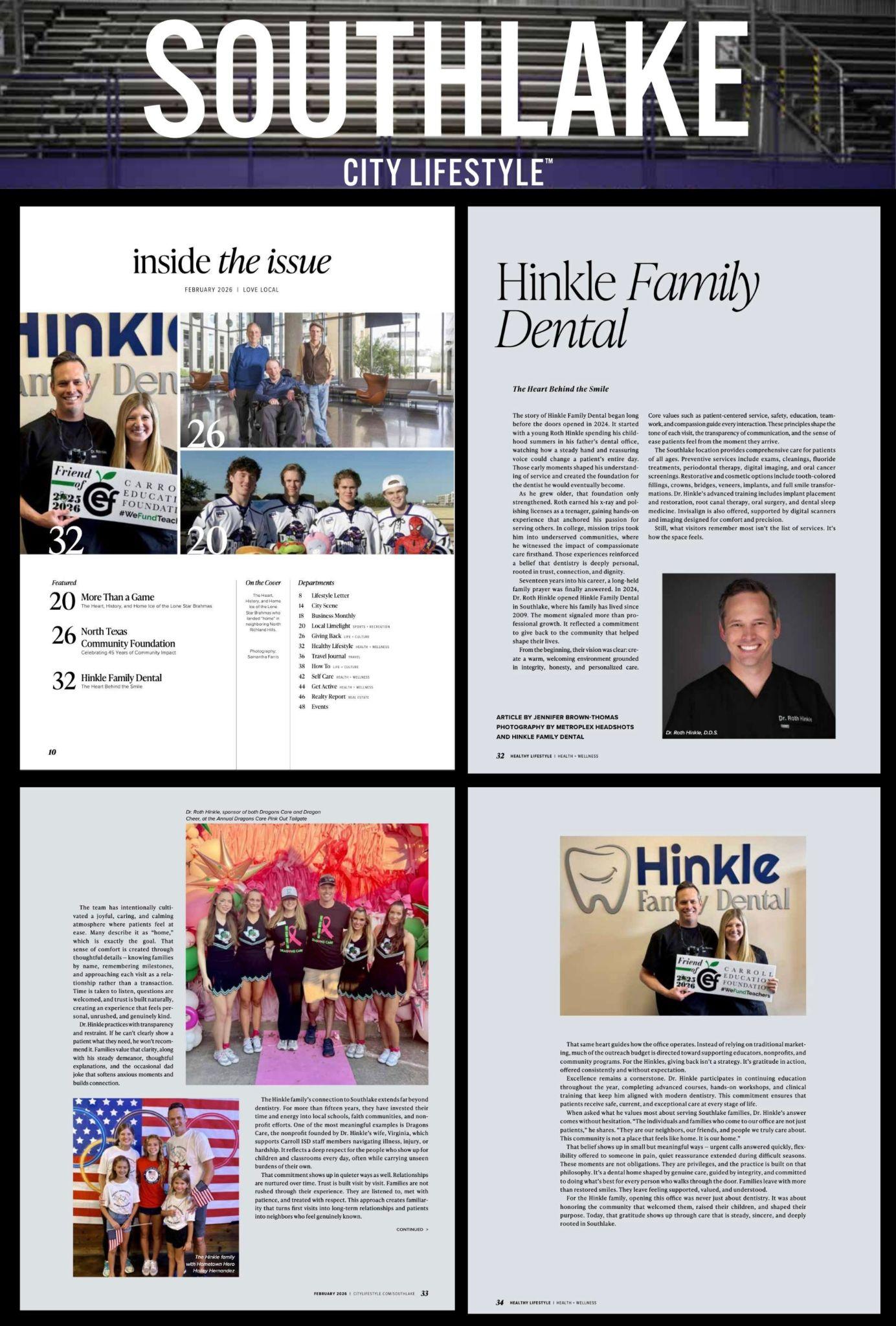 Magazine layout for Southlake City Lifestyles February 2026 issue.
